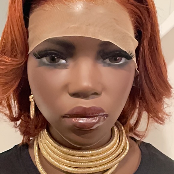 COPPER COLOR HUMAN HAIR BOB WIG - Picture 6 of 7